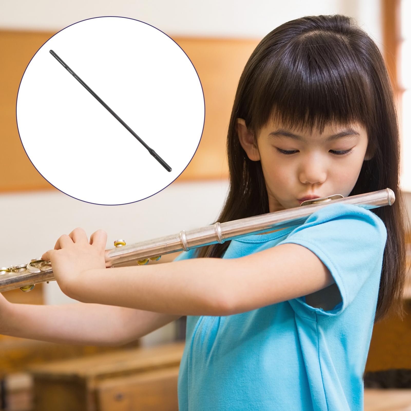 Abaodam Flute Cleaning Stick Black Plastic Flute Cleaning Rod Flute Probe Cleaning Rod Cloth for Flute Maintenance