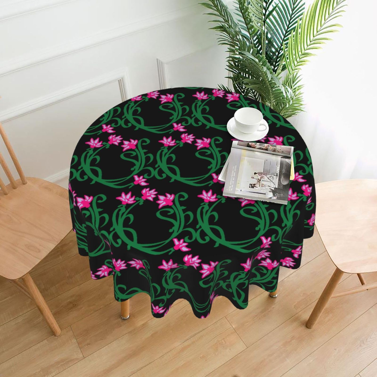 Zcmkjlg Lotus Flower Namaste Print Quick Ship Round Tablecloth 60in Polyester Washable Cover for Dining Room