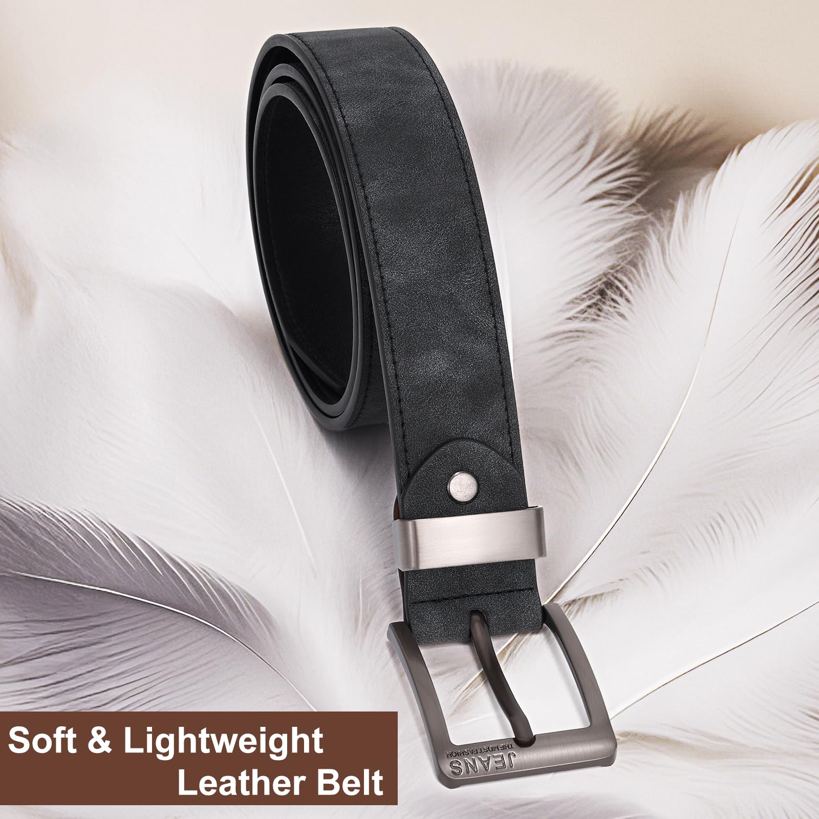 BELTROAD Mens Belts for Jeans Soft Comfortable & Lightweight PU Leather Work Belts for Men Dress Casual Belt for Daily Work