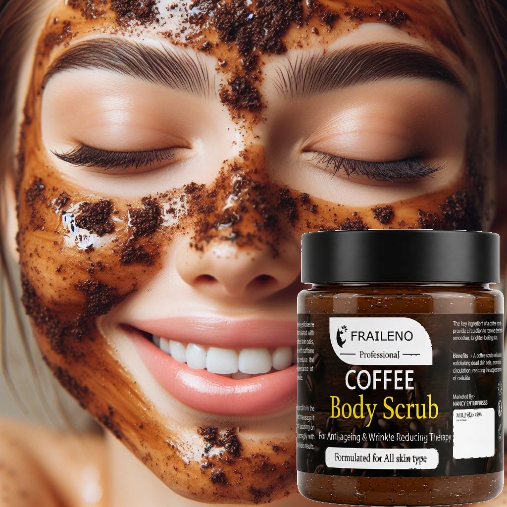 Coffee Body Scrub with Fine Exfoliating Particles for Gentle Skin | Anti-Ageing Therapy, Wrinkle Reducing, Exfoliates Dead Cells, Reduces Cellulite, Caffeine Infused-image-45