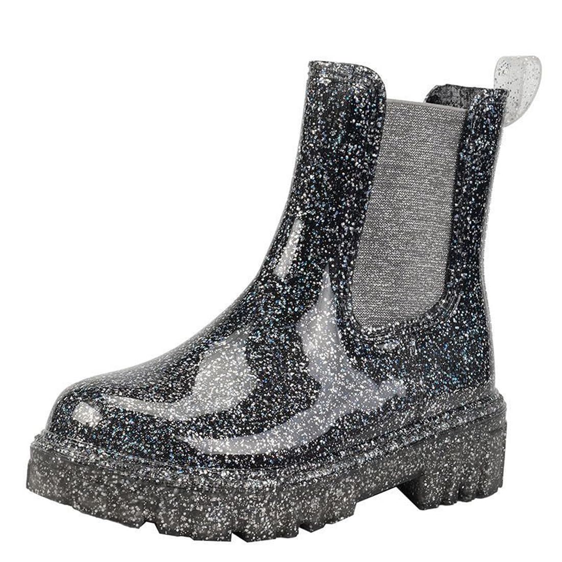 Harssidanzar Womens Ankle Rain Boots Waterproof Chelsea Boots Anti-Slipping Rainboots and Garden Shoes for Ladies with Comfortable Insoles