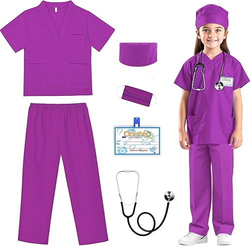 RioRand Disfraz de médico para niños, enfermeras con accesorios, disfraz de Navidad para niños y niñas de 3 a 11 años