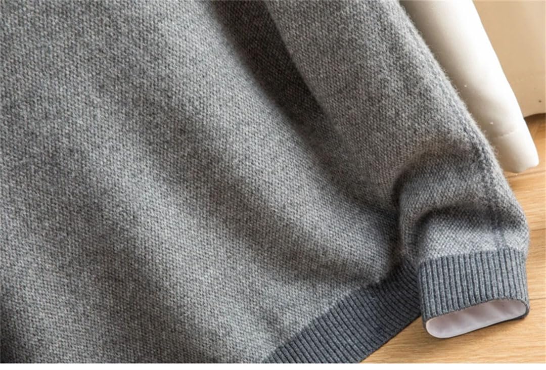 Vogrtcc Maglione da Uomo in Cashmere Ispessito Lavorato A Maglia con Scollo Tondo