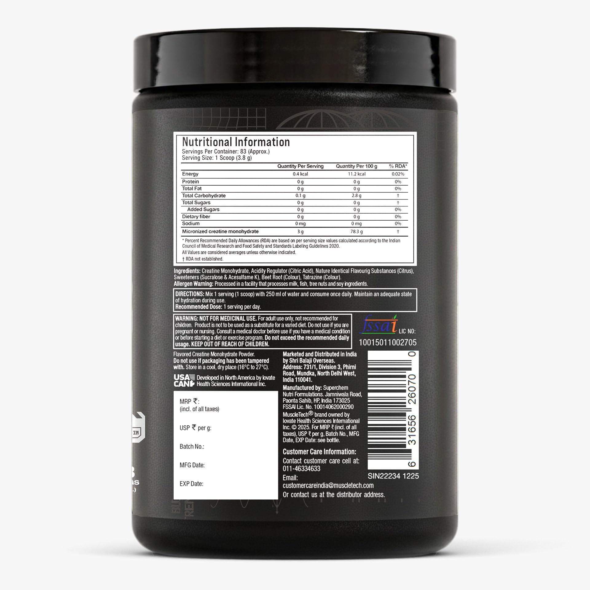 MuscleTech Platinum Creatine Micronized Powder | 83 Servings, Citrus Blast | Improves Strength, Power & Muscle Recovery |Muscletech Creatine Flavored - 315g 1