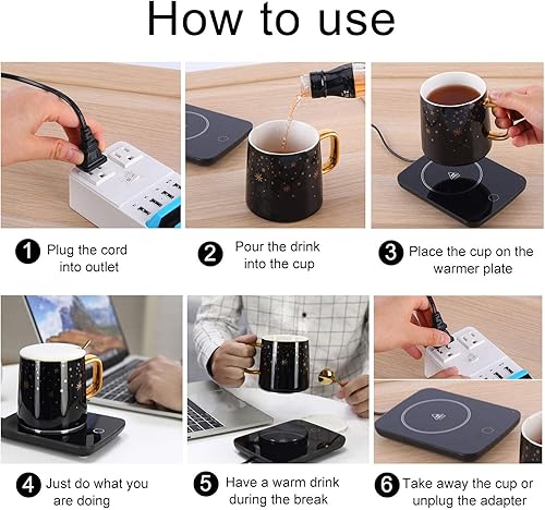 Miniatura 8 de Misby Calentador de tazas, calentador de café para escritorio con apagado automático, calentador de tazas para uso doméstico en la oficina,