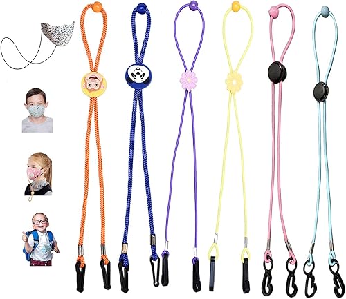 Máscara de cordón collar para mujeres ajustable colorido máscara de la cara de los cordones con clip Anti-perdido gafas correas para niñas
