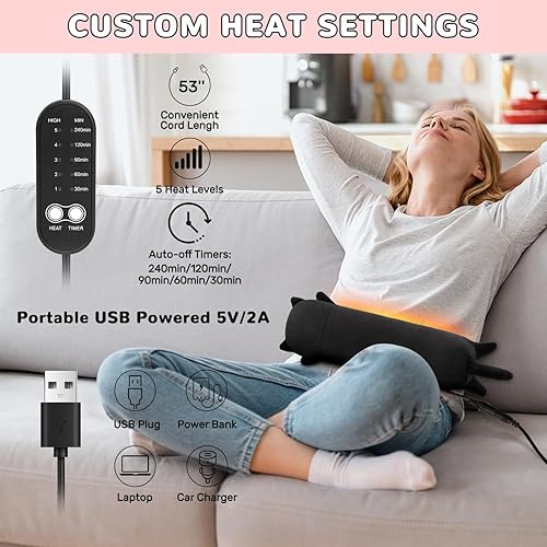 Miniatura 6 de Almohadilla térmica para gatos para calambres menstruales, alivio del dolor menstrual, almohadillas de calor eléctricas portátiles alimentadas por