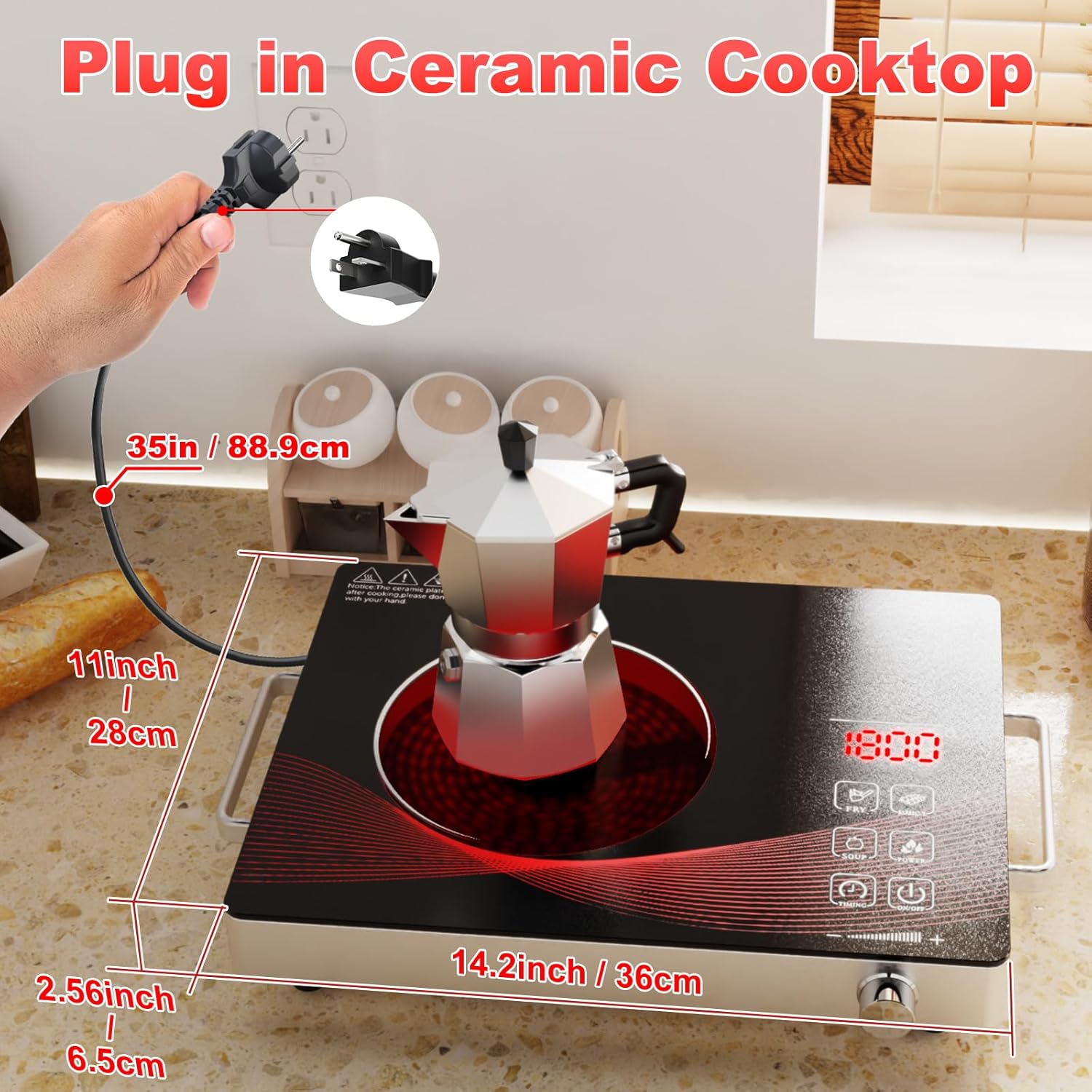 electric burners for cooking stove cooker cocina electrical 1 hornillas parrilla eléctrica para cocinar Portable Electric Cooktop Single Burner Stove with Plug,Hot Plate Countertop1800W 110V