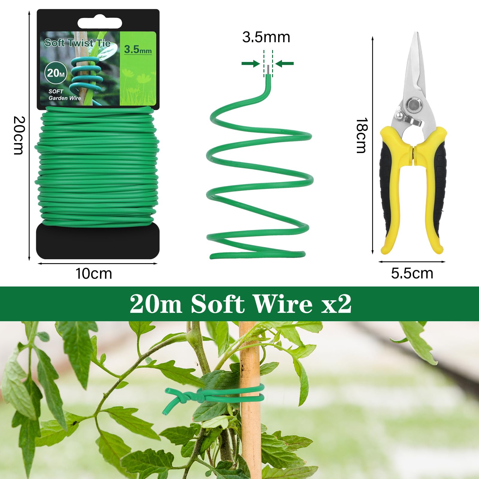 Fil Souple Gainé Vert Pour Attacher Plantes – 2,5 Mm X 20 M – Idéal Tomates, Vignes, Rosiers