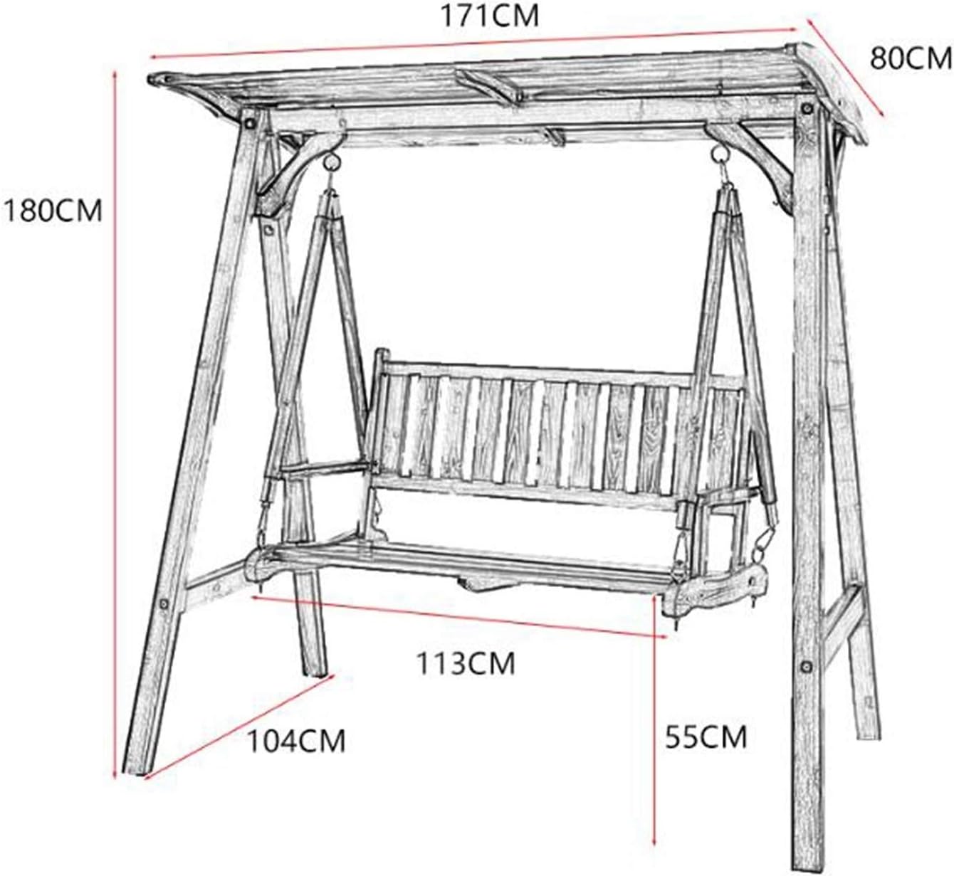 Garden Swing Outside Furniture Wooden Patio Swing Outdoor Lounge Chair Outdoor Swing Chair Bench Outdoor Porch Garden