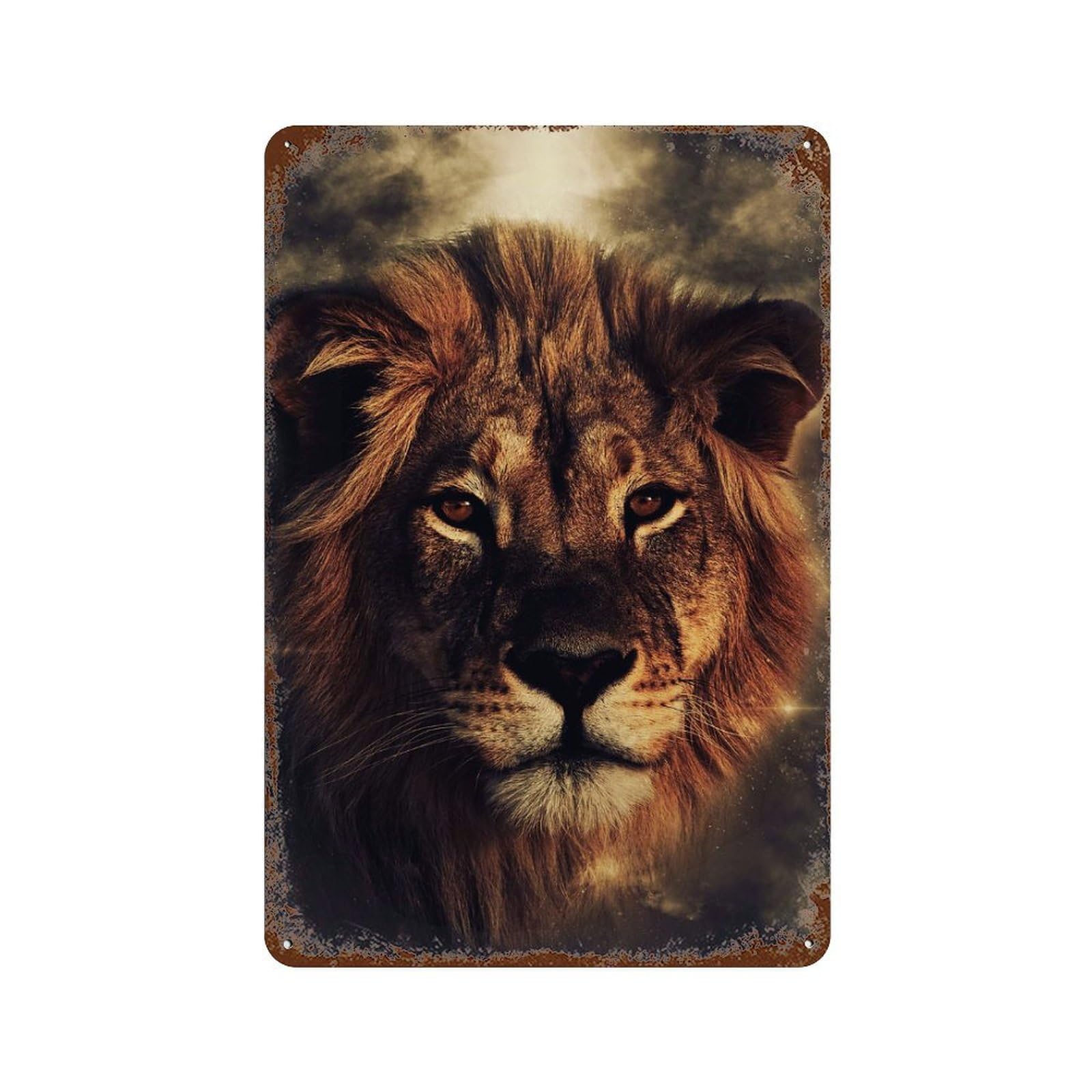 Lion Vintage Metal Tin Sign 11.8"x7.9", Ideal for Living Room, Hallway And Home Decor