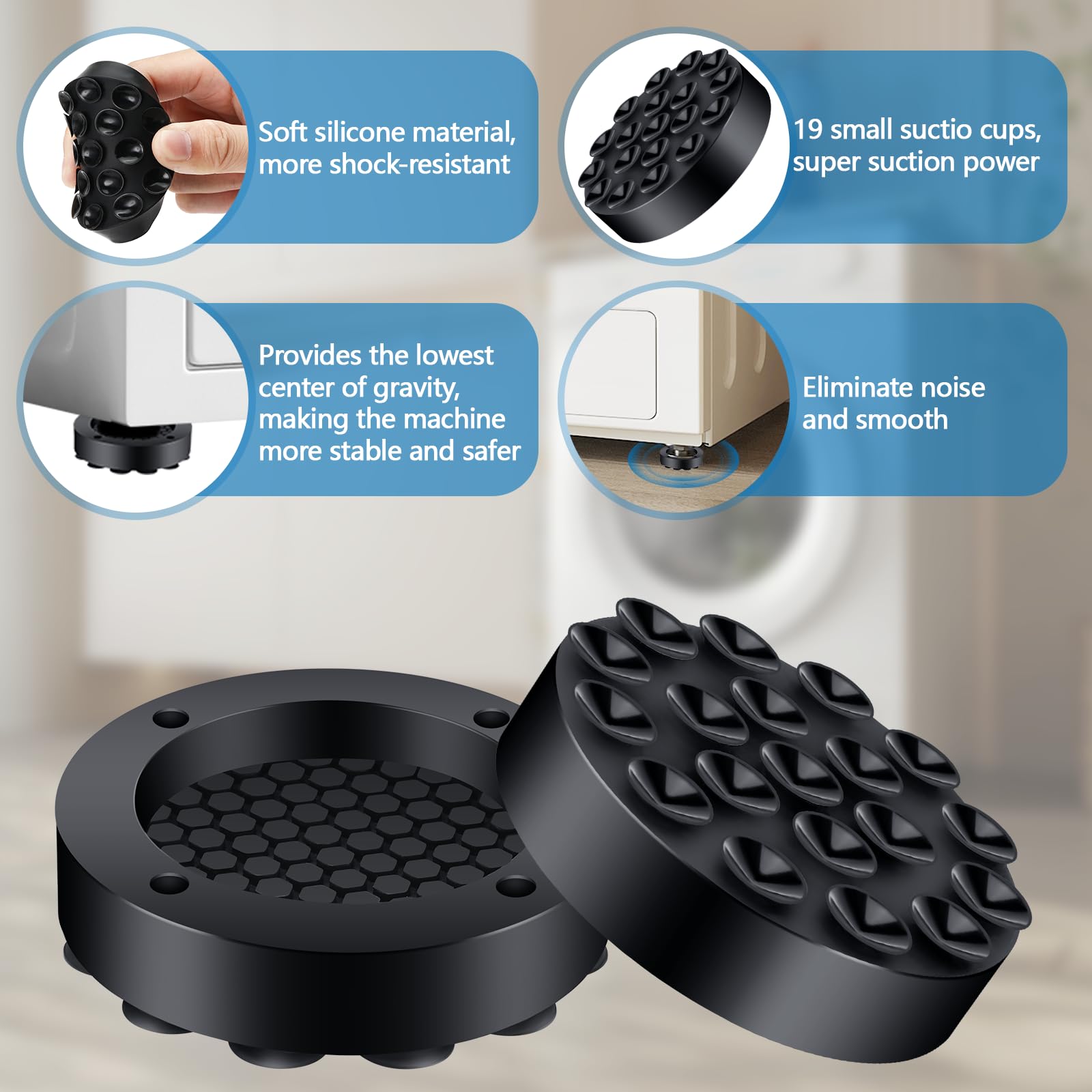 4 pz Anti-vibrazione Pad lavatrice gomma piedi gambe tappetino Anti-vibrazione Pad universale riduzione del rumore Base della gamba per mobili  13