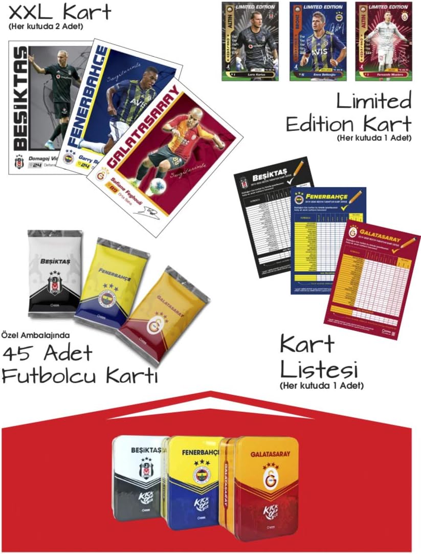 Besiktas Istanbul Original Licensed 48 Player Cards Trading Cards with Original Packaging Autographs Football Cards Season 2019/20 Fan Item Set with Gift Box BJK