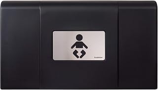 Foundations Ultra Horizontal Wall Mounted Baby Diaper Changing Station, Oversized Changing Surface, Plastic with Heavy Duty Stainless Steel Hinge - Black (200-EH-02)