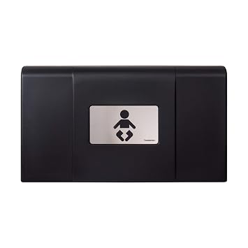 Foundations Ultra Horizontal Wall Mounted Baby Diaper Changing Station, Oversized Changing Surface, Plastic with Heavy Duty Stainless Steel Hinge - Black 200-EH-02