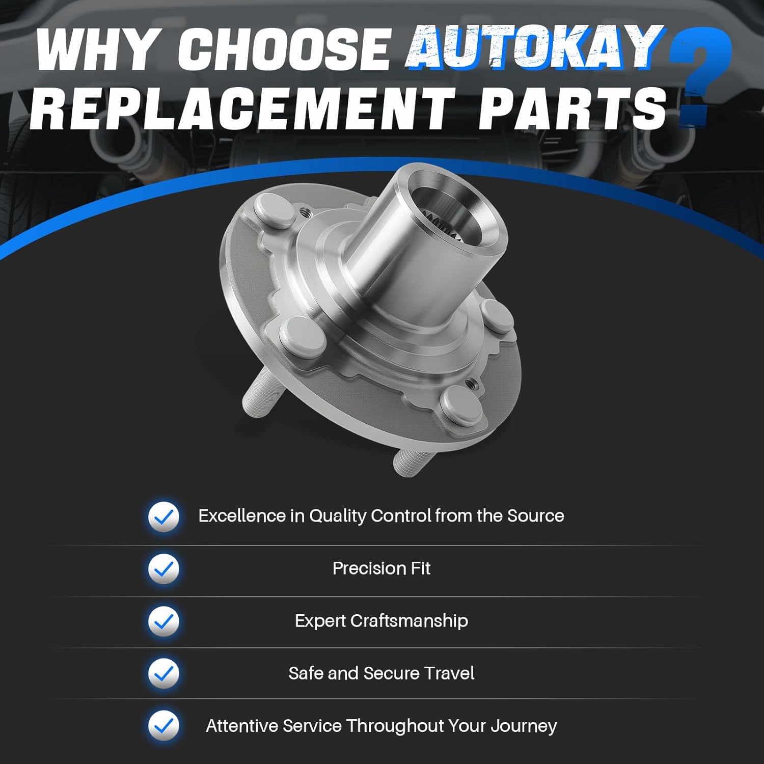 AUTOKAY 2 Front Wheel Hub Bearing Kits with Nut Retaining Clip for Honda Accord 2013-2017 for Acura TLX 2015-2019 Replaces 44600-T2F-A01 510118