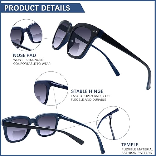 Miniatura 5 de CLASAGA Gafas de sol bifocales para lectura para mujeres y hombres, protección UV400, con bisagras, marco retro