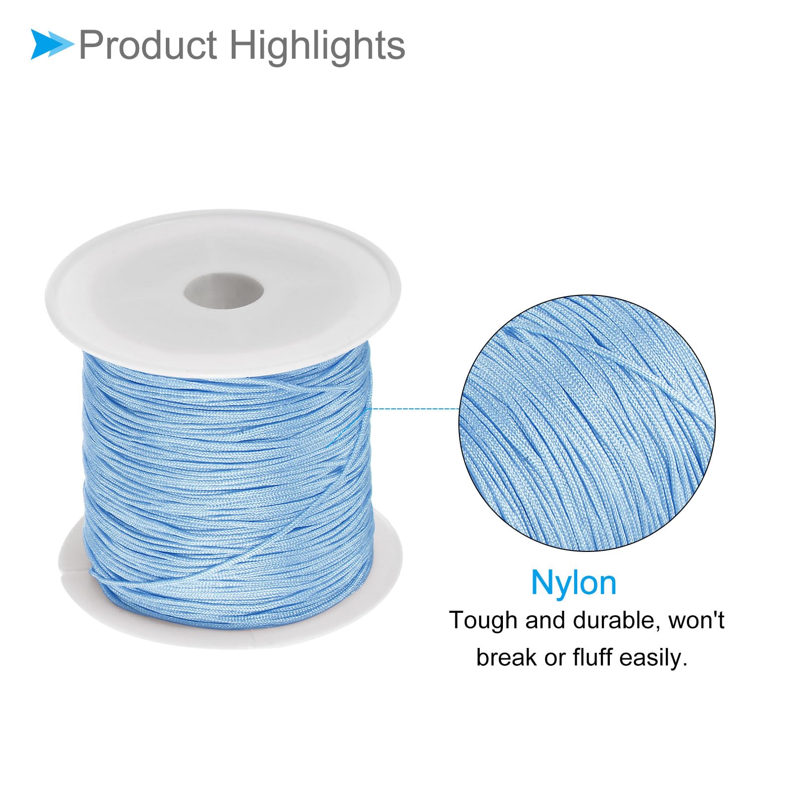 CoCud Nylon Knotting Cord, 0.6mm Dia 50 Yards 45m Length, Nylon Soft Smooth Beading Thread Sky Blue - (Applications: for DIY Craft Red) - Image 4