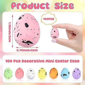 100PCS Mini Easter Eggs Decor,Artificial Pastel Easter Eggs