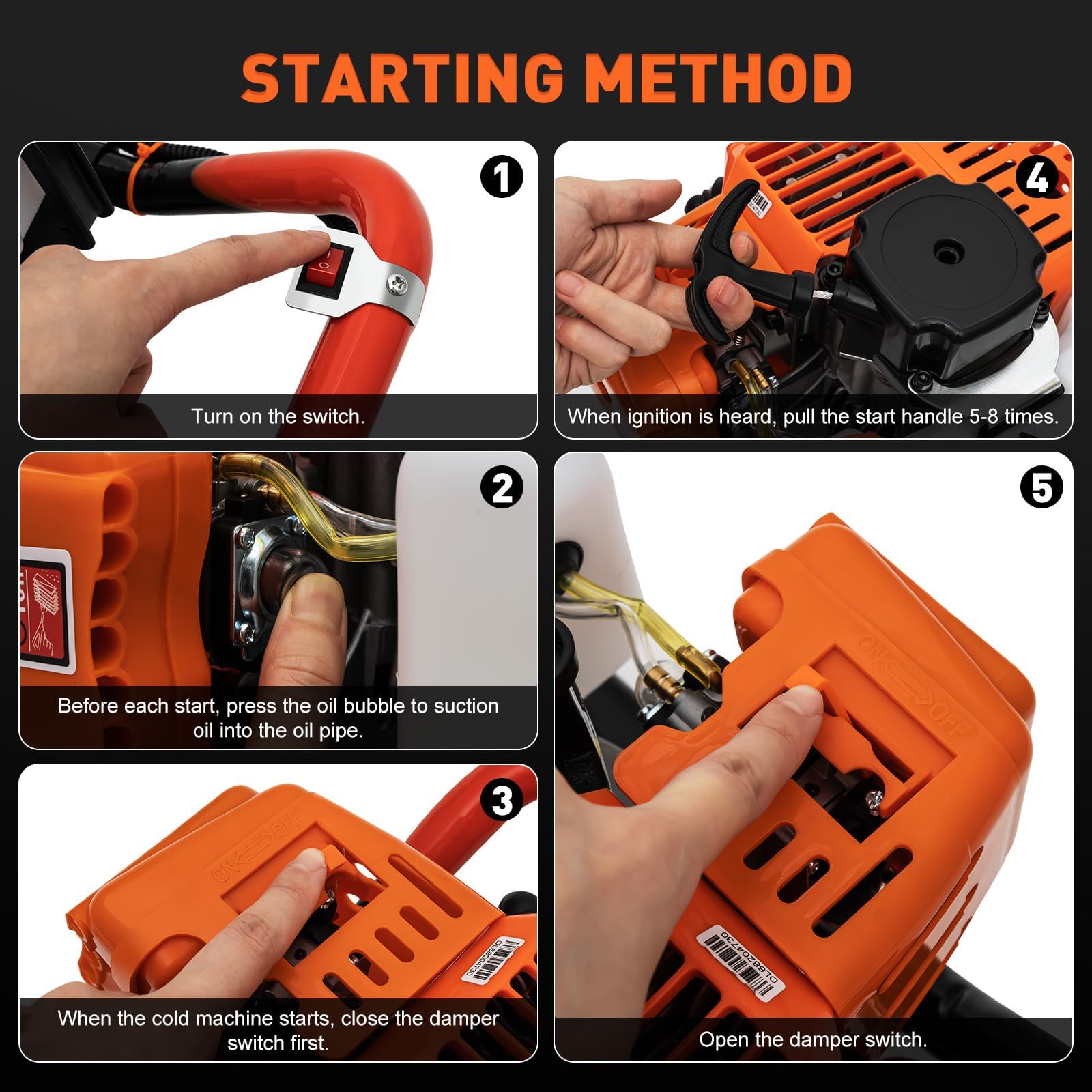 Ahoyadora Gasolina | 52CC | 1460W | 2 Tiempos Motor | 100/150/200mm Broca | CDI Encendido | Barrena Para Tierra Compactadora De Tierra Ahoyadora Manual Ahoyador Para Granja, Huerto