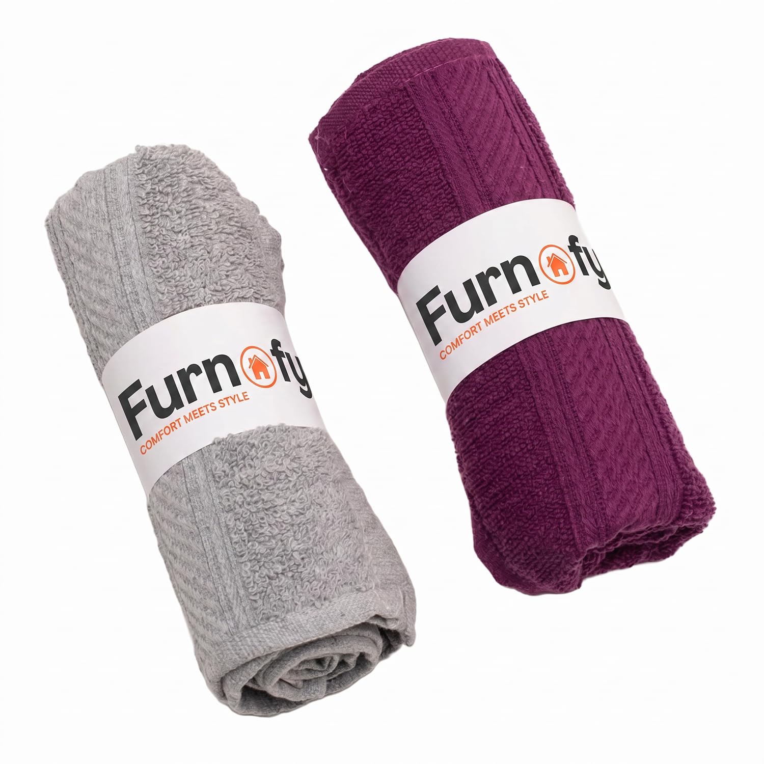 Furnofy 450 GSM Hand Towel Set of 2 – Soft, Absorbent & Quick-Dry Towels for Gym, Home, Kitchen, Pool, Travel – (40x60 cm, Grey Magenta)