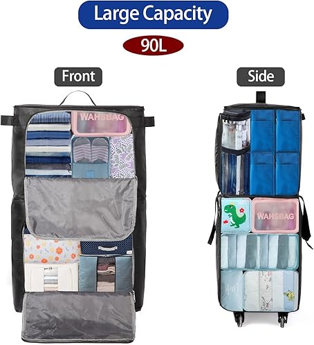 Miniatura 3 de Maleta plegable grande con ruedas giratorias, bolsa de equipaje con ruedas expandibles, Maletas de Viaje para grandes con ruedas de 50 libras