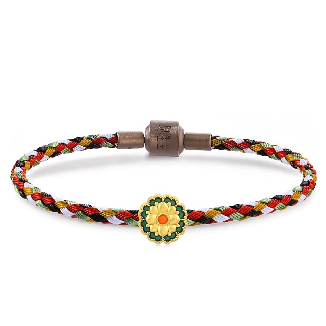 Chow Sang Sang CHOW SANG SANG 999 24K Gold Charme Cultural Daisy Mini Charm Bracelet for Women 92670C
