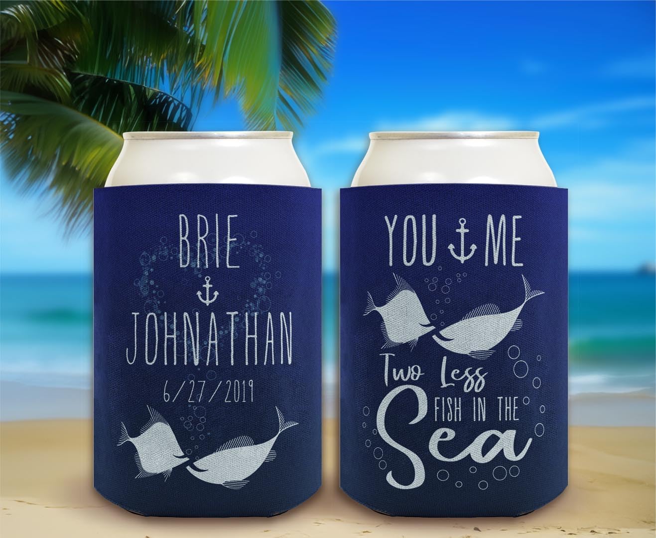 Engagement Party Favor For Women You Me Two Less Fish In The Sea 24-Pack Personalized Can Drink Thermocoolers Party Pack