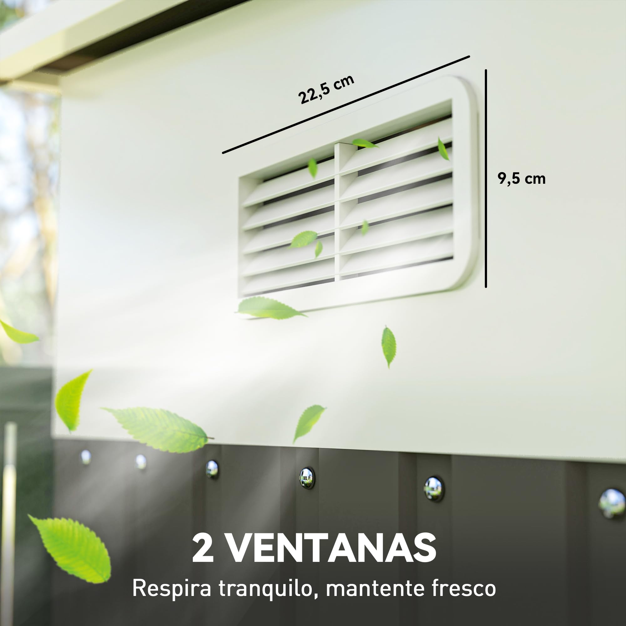 Outsunny Cobertizo de Jardín Exterior 8,9 m² 280x345x201 cm Gris | Caseta de Jardín Exterior Metálica, 2 Puertas Corredizas, 2 Ventanas, para Almacenamiento de Herramientas