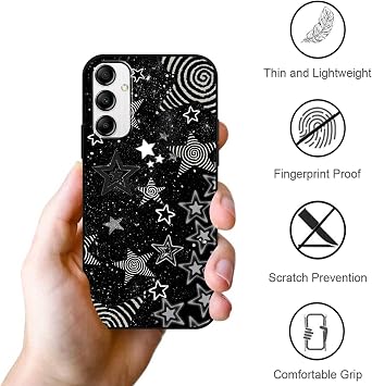 for Samsung Galaxy A14 5G 6.6'' Cute Cool Black Star Phone Case