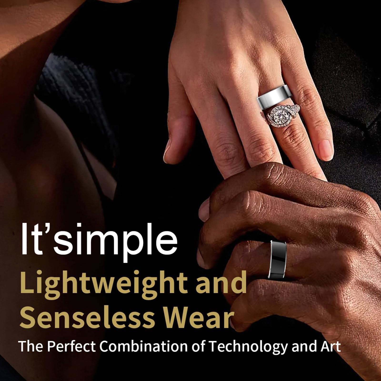 Smart Ring Android Fitness Tracker Ring Smartringe für Herren Damen Smart Ring Herzfrequenz Wasserdicht Smartring mit Schrittzähler Schlaftracker Ring iOS Smart Workout Fitness Ring Edelstahl