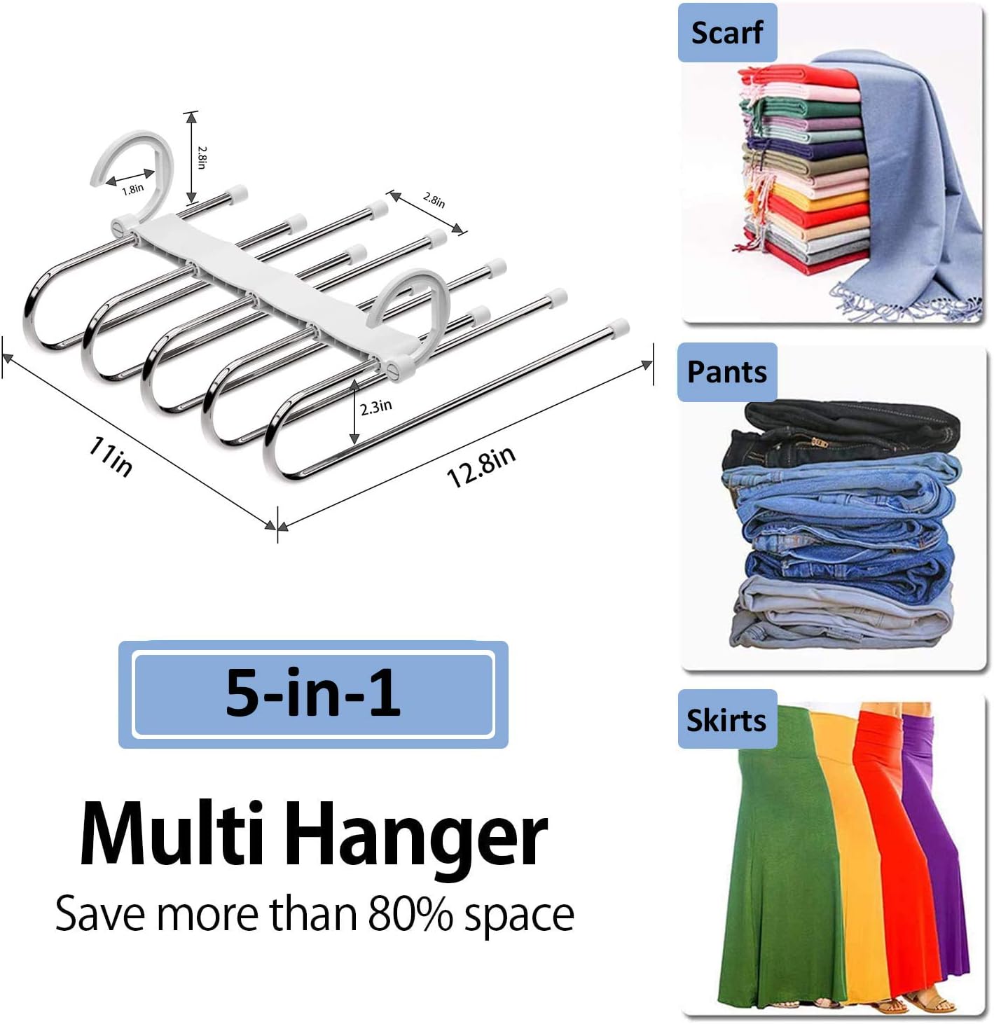 Hоttеѕt Sаlе Rhinoceros Pants Hangers Space Saving Multifunctional Pants Rack 2 Uses Non Slip Trousers Hangers 5 Layers Space Saver for Closet Scarf Jeans Slacks (White, 8 Pcs) Amаzіng 🔥 Rhinoceros Pants Hangers Space Saving Multifunctional Pants Rack 2 Uses Non Slip Trousers Hangers 5 Layers Space Saver for Closet Scarf Jeans Slacks (White, 8 Pcs)