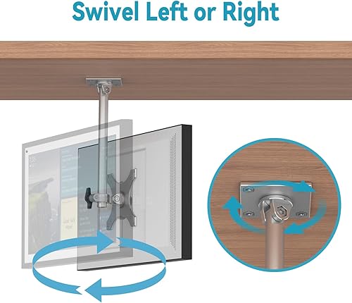 Miniatura 13 de Soporte para debajo del gabinete de cocina compatible con Echo Show 15, altura ajustable, soporte giratorio de inclinación giratoria, hacia adelante