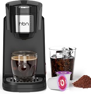 HBN Compact Single Serve Coffee Maker for K-Cups & Ground Coffee - 10oz Stainless Steel Tank, Fast Brew Black
