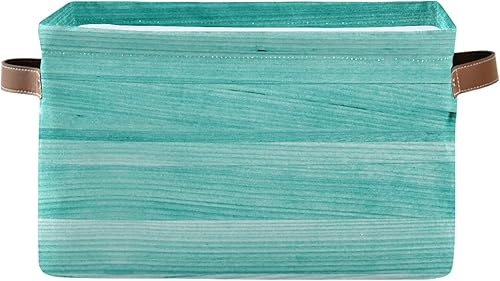 Miniatura 1 de Cesta de almacenamiento grande de madera verde azulado, turquesa, verde, plegable, con asas, para dormitorio, oficina en casa