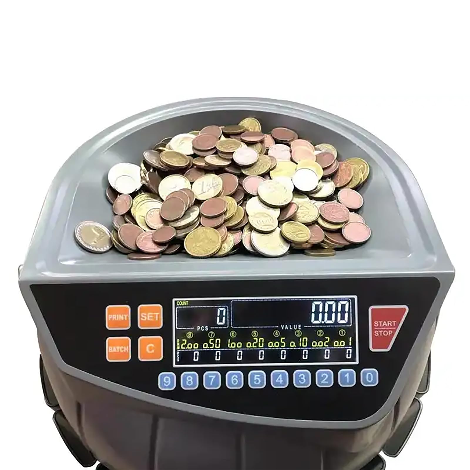Elektryczny Sortownik Monet, Liczarka Monet Z Wyświetlaczem LED I 8 Pojemnikami Na Monety, 216 Jednostek/min, Obsługująca Liczenie I Sortowanie, Tryb Dodawania I Wsadowy, Do Supermarketu, Sklepu