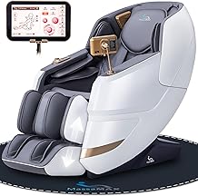 MassaMAX MT339 4D Massage Chair, Full Body Shiatsu Recliner with Electric Extendable Footrest, Zero Gravity, SL Track, Deep Yoga Stretch, 22 Modes, AI Voice Control, Foot Rollers, and Heating White