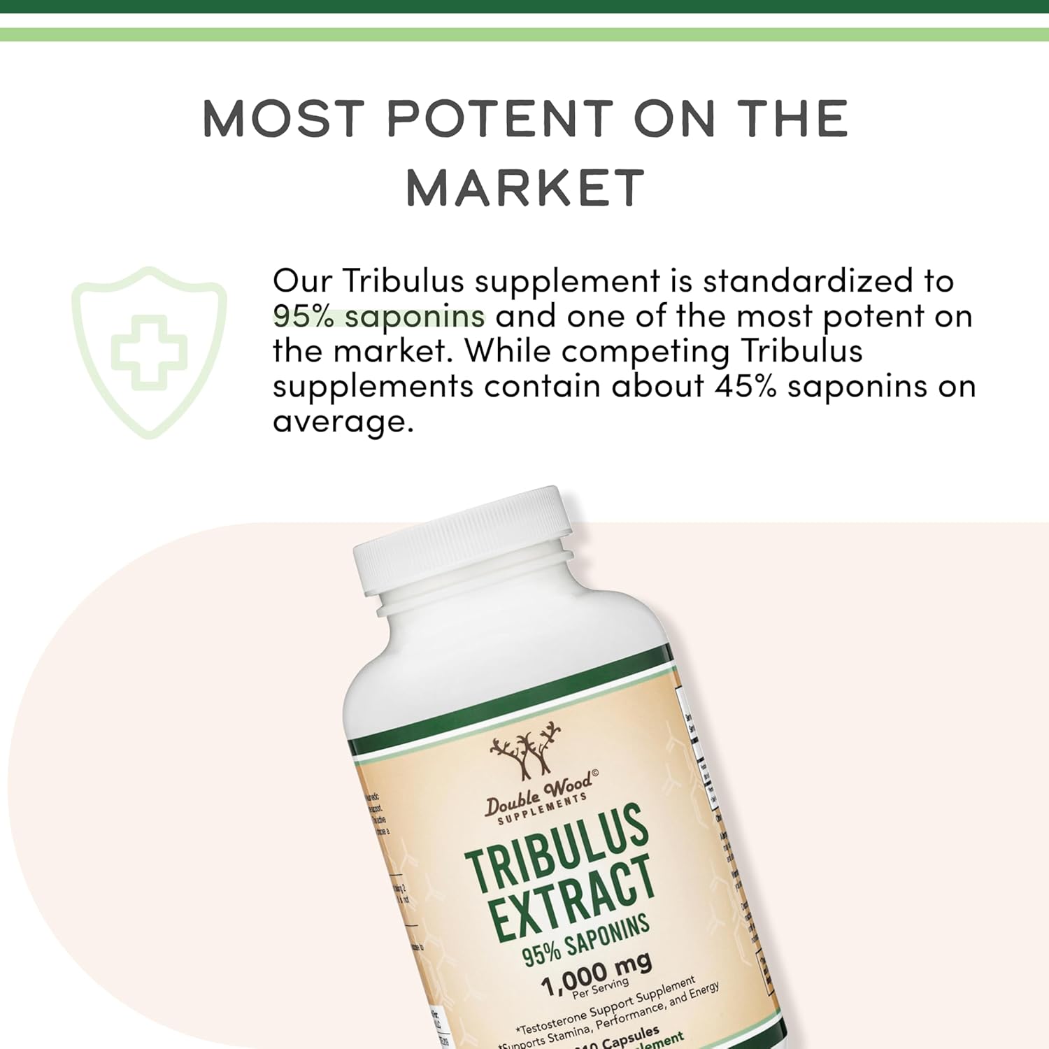 Tribulus Terrestris for Men (Purest 95% Saponin Content) 210 Capsules, 1,000mg Concentrated Fruit Extract (Third Party Tested, Vegan Safe, Non-GMO) for Stamina and Energy by Double Wood - Image 5