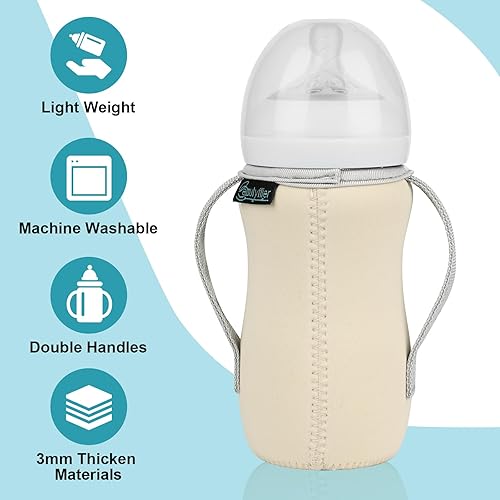 Miniatura 4 de Fundas de vidrio para biberón, aislamiento de biberones de vidrio reutilizable, retención mejorada del calorfrío, soporte de neopreno para biberones
