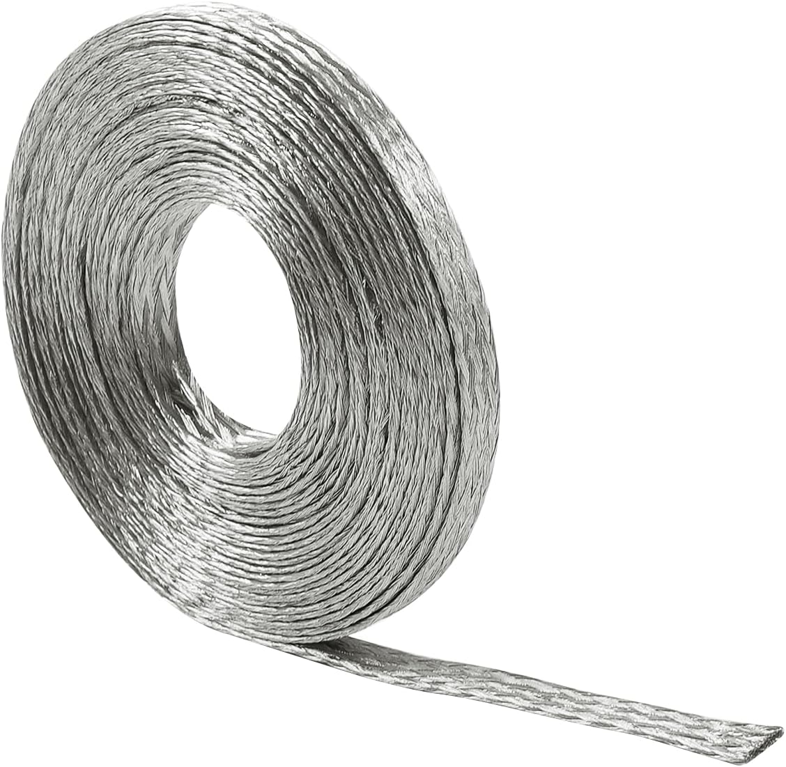 Tinned Copper Braided Sleeves for Cover Wire,Expandable Mesh Braided Wires Grounding Straps Shielding Audio Cables(1/4"-16FT)