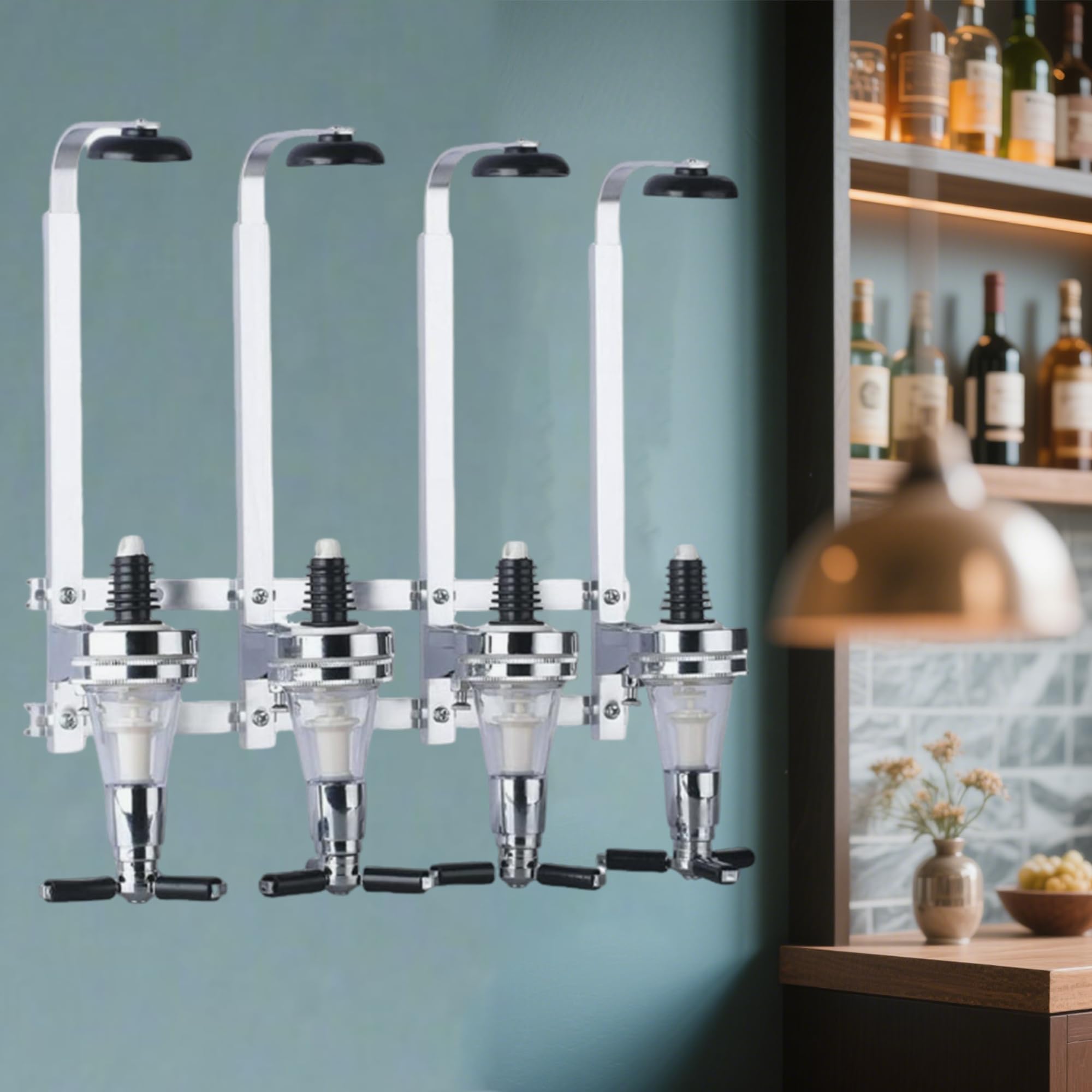 Dispenser Di Bevande, Portabottiglie Da Parete, Dosatore, Bar Accessoire, Il Regalo Perfetto Per Gli Appassionati Di Cocktail(Quattro bocche)