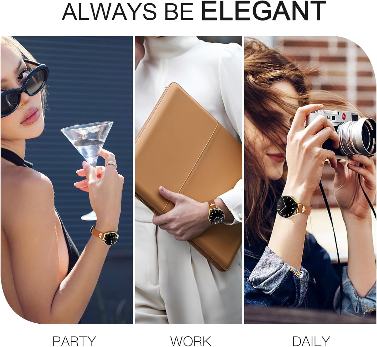 JR.DM Slim Leather-Bands with Charms Compatible Samsung Galaxy Watch 7 Band/Watch FE 6 5 4 40mm 44mm/Series 5 pro Band 45mm/Galaxy Series 6 Classic 43mm 47mm,Top Grain Genuine Leather 20mm Strap Women - Image 7