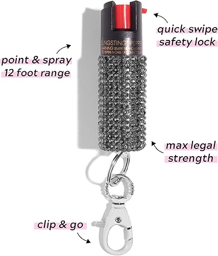Miniatura 2 de BLINGSTING Spray de pimienta de máxima fuerza OC para mujer, rango de pulverización de 12 pies y tinte UV