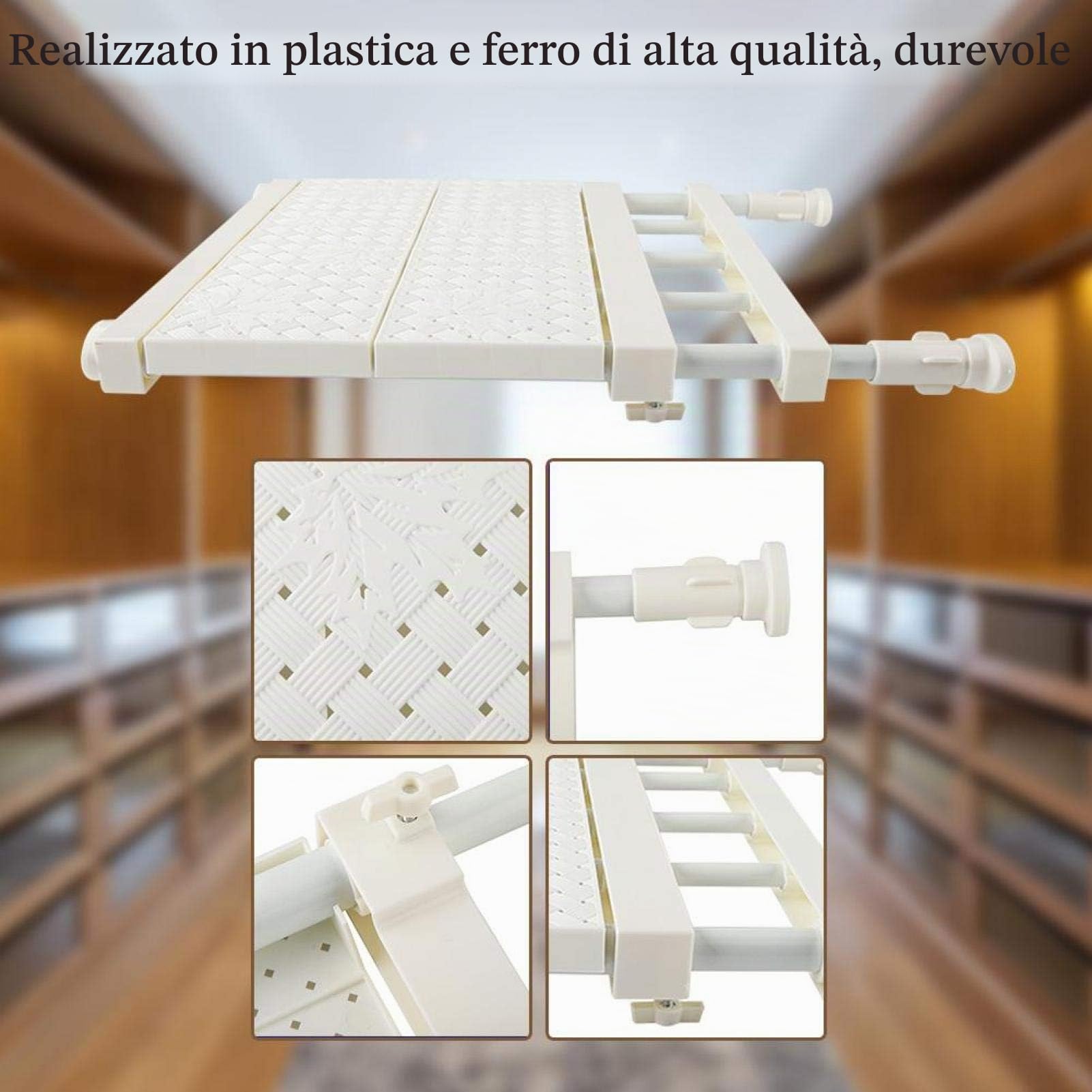 Ripiano a Tensione espandibile, ripiano Regolabile per ripiano Armadio Organizzatore per Armadio da Cucina Armadio libreria(#4)