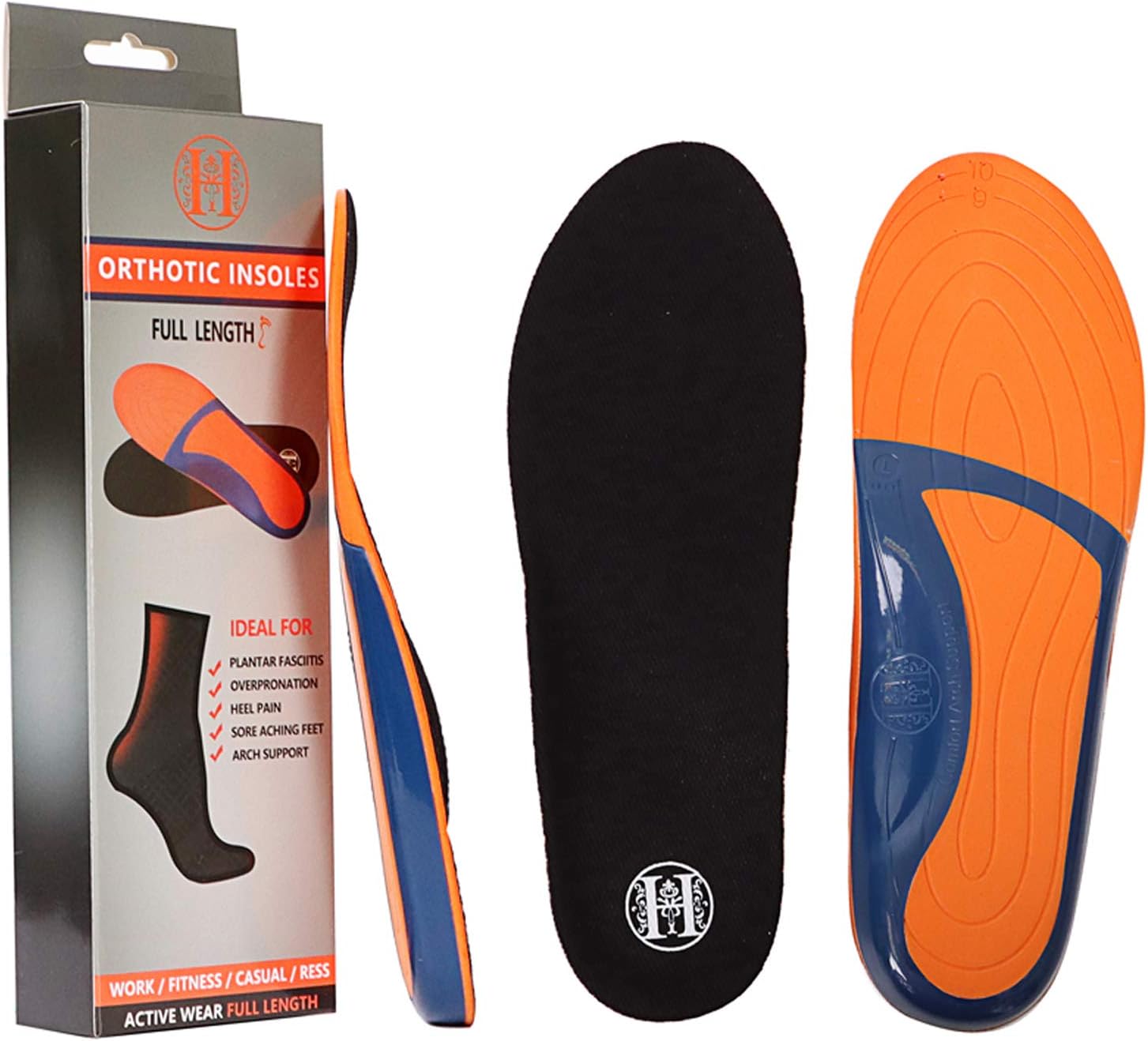 diig Shoe Inserts for Men Women, Memory Foam Orthotic Shoe Insoles Relieve Flat Feet & Heel Pain Anti-Fatigue Full-Length Work Casual Shoe Insoles