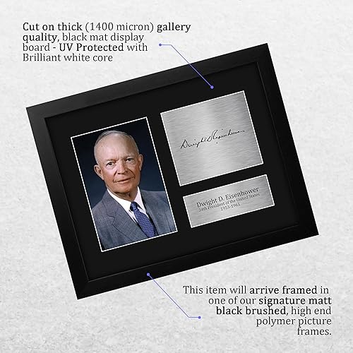 Vista 3 de HWC Trading Autógrafo del presidente de los Estados Unidos, Dwight D. Eisenhower, reproducción firmada enmarcada USL, impresión impresa, foto, Marco