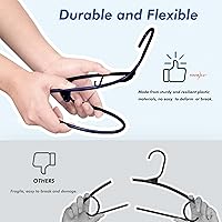 Vista 5 de HOUSE DAY Paquete de 60 perchas de plástico azul, perchas con ganchos antideslizantes, perchas duraderas y que ahorran espacio, perchas ligeras