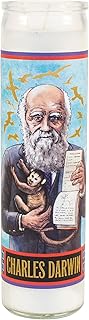 Charles Darwin Secular Saint Candle - 8.5 Inch Tall Glass Prayer Votive - Made in The USA