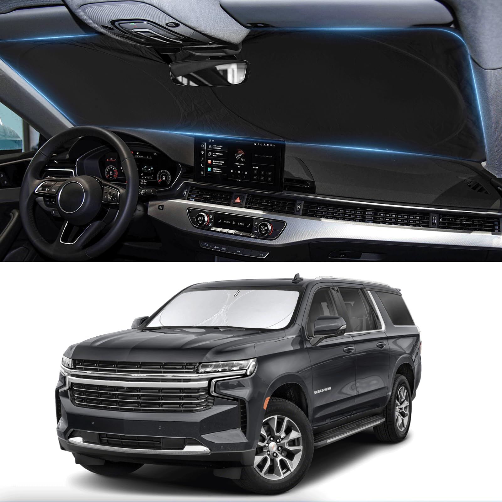 Windshield Sunshade for Chevrolet Suburban 2021-2025 2026 Sun Visor