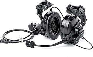 Comta 2 Tactical Headset with Arc rail adapter Multi-Angle Rotation Headphones Holder,Sound Pickup headset with U94 PTT Kenwood 2 Pin for Arc rail helmet Hunting Shooting Airsoft BK - GLECTICAL